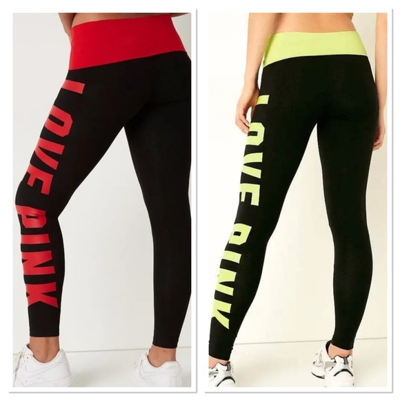VS PINK cotton foldover leggings w/ logo - Picture 1 of 6